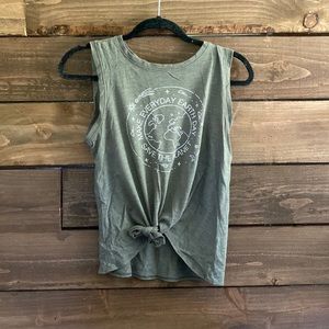 Tie front save the planet muscle tee